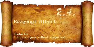 Rozgonyi Albert névjegykártya